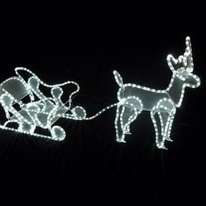 Renna con Slitta Illuminata – Tubo LED Bianco