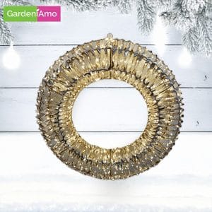 Corona Prestige Gold Ø 50 cm con 600 LED Bianco Caldo e Nastro – Uso Interno