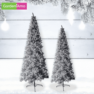 Alberi Monte Fuji Slim Innevati – H 150 e 210 cm, Rami in PVC, Base in Metallo