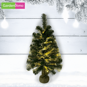 Alberino 60 cm a Fibre Ottiche – Bianco Caldo con Base in Juta