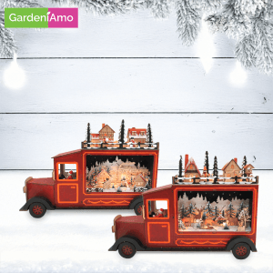 Furgoncino Decorativo con Paesaggio “Wood & Charm” – LED, 31 x 45 x 10 cm