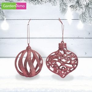 Addobbo 3D Glitter Rosa 8 cm – Forme Assortite