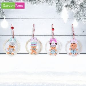 Addobbi Gingerbread Decorati in Legno – 8 cm