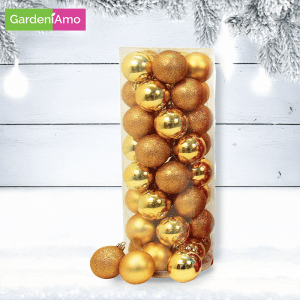 Cilindro 40 Sfere Natalizie Ø 60 mm – Oro Metallizzate, Satinate e Glitter