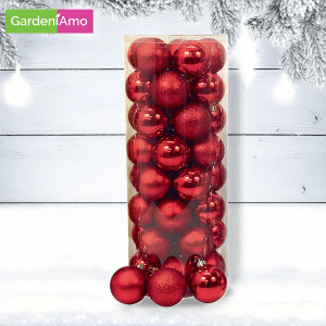 Cilindro 40 Sfere Natalizie Ø 60 mm – Rosso Metallizzate, Satinate e Glitter