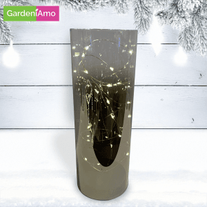 Cilindro in Vetro Mirror Fumé – H.25 cm, D.9 cm con Gocce LED