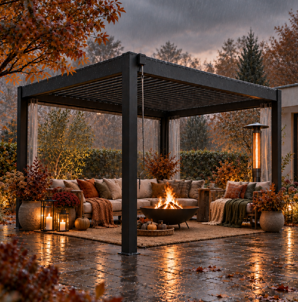 Pergola bioclimatica Dubai in autunno