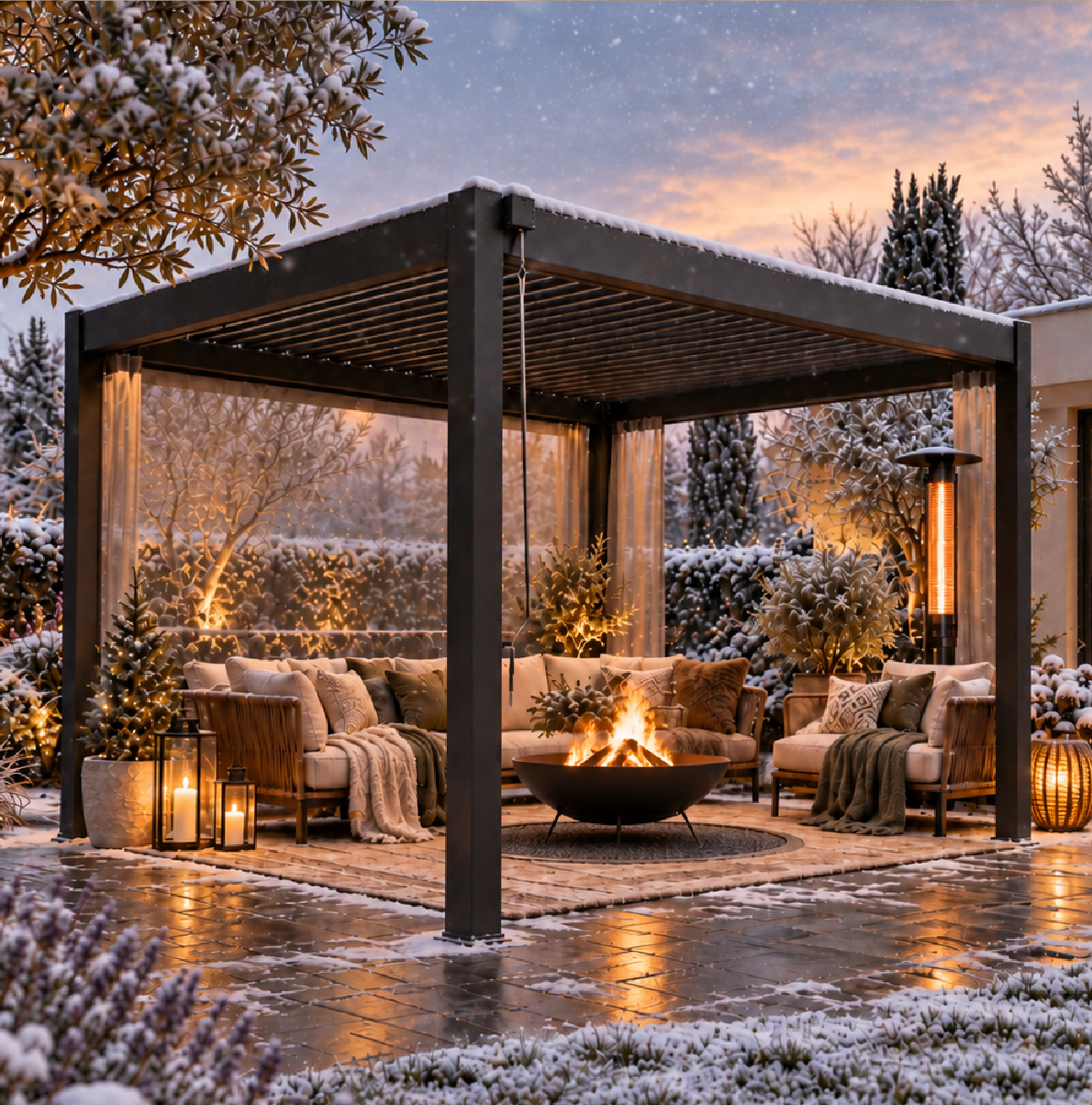 Pergola bioclimatica Dubai in inverno